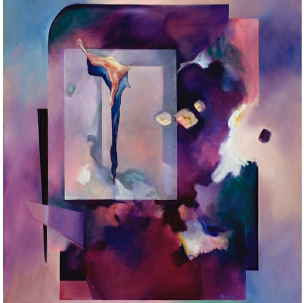 Signed oil/acrylic abstract painting or repro